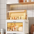 White Kitchen Storage Cabinet With Transparent Lid For Dishes And Tableware