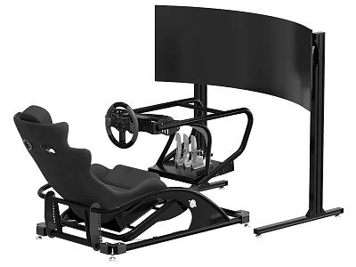 Racing Simulator Entertainment Electronics With Curved Monitor Steering Wheel Racing Seat Pedals And Stand 3d model