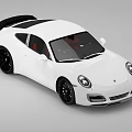 White Porsche Two Door Sports Car With Black Wheels And Red Interior