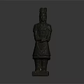 Ancient Terracotta Warrior Sculpture Standing in Traditional Armor with Detailed Carving