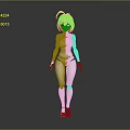 3D Rendered Game Anime Character Female Figure With White Outfit Articulated Joints Standing Pose