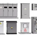 Industrial Electrical Enclosures With Warning Signs Various Designs And Control Panels