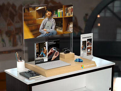 Modern Computer Workstation Setup With Monitor Laptop Tablet Keyboard And Microsoft 365 3d model