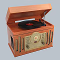 Vintage Audio Player With Wooden Case Vinyl Record Turntable Arm And Control Panel