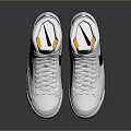 White High Top Nike Sneakers With Black Swoosh Logo And White Laces