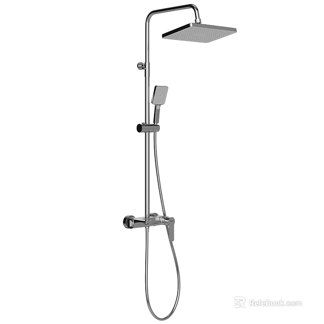 Modern Chrome Shower Head System With Handheld Sprayer And Adjustable Slide Bar 3d model 