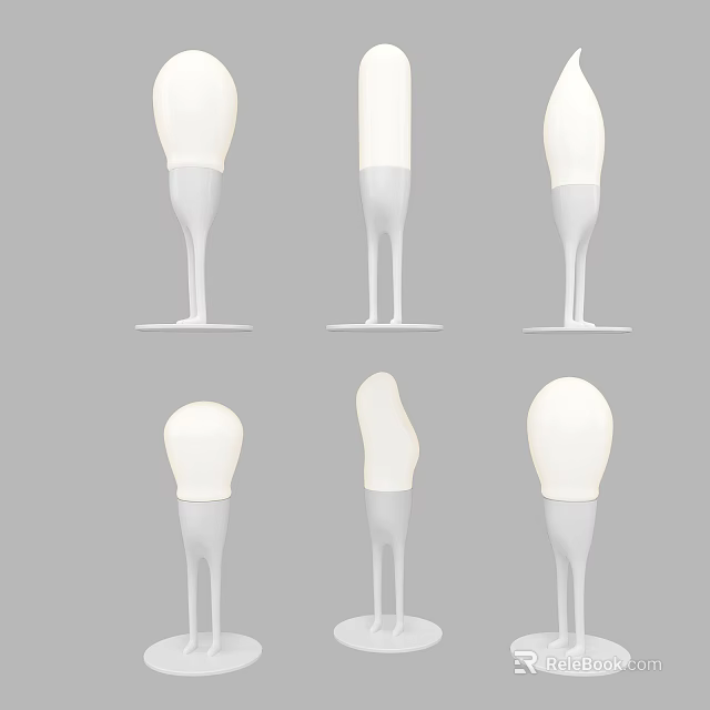 Modern White Table Lamps With Unique Curved Base And Multiple Styles 3d model