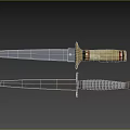 Two Tactical Knives With Wooden Handle Red Accents And Metal Spiral Grip Design