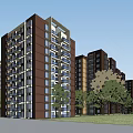 Modern Multi Story Residential Apartment Buildings With Trees And Exterior Windows Design