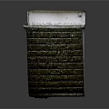 Mossy Broken Brick Stairs With Weathered Concrete Walls And Metal Door