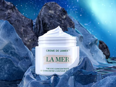 LA MER Creme de la Mer Face Cream with Ice Mountains and Starry Sky Background 3d model