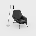 Modern Black Single Sofa With Black Floor Lamp In Light Gray Background 3d model
