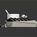 Chocolate Sandwich Cookies Served With Hot Chocolate In White Cup On Tray With Napkin