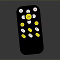 Television Remote Control With Black Body White And Yellow Buttons And Central OK Button Design