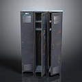 Vintage Metal Locker With Open Door And Internal Shelves Classic Ventilation Grilles And Lock Details