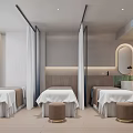 Serene Modern SPA Sauna Interior Design With Treatment Beds Stools And Mirror Lighting