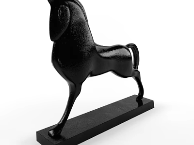 Modern Black Horse Shaped Decorative Ornament Set With Stable Base 3d model