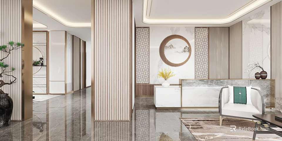 Light Luxury Beauty Hair Salon Interior With Modern Styling Stations And Elegant Decor 3d model 