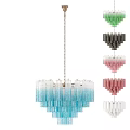 Red Black White Crystal Chandeliers With Tiered Cylindrical Design And Modern Style