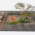 Beautiful Courtyard Garden With Wooden Deck Stone Paving Lush Plants Decorative Stones And Seating Area