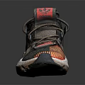 Comfortable Sports Sneakers With Green Mesh Upper Brown Leather Straps Red Accents And Textured Sole