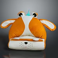 Cute Dog Shaped Kids Sofa With Orange White Design And Unicorn Horn