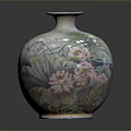 Exquisite Ceramic Sculpture Vase With Colorful Lotus Flower Patterns And Round Body Design