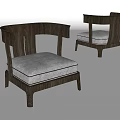New Chinese Style Single Sofa Reading Sofa Leisure Sofa Lazy Sofa Log Sofa Chair Leisure Chair 3d model
