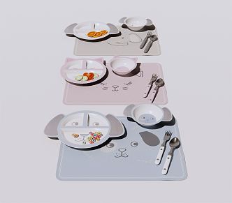 Modern Tableware Children's Tableware Tray Dinner Plate 3d model