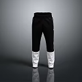 Stylish Black And White Color Block Track Pants 3d model