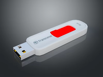 Transcend White USB Flash Drive With Red Indicator Light And Portable Design 3d model