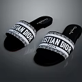 Stylish Christian Dior Slippers With Black And White Logo Strap Design