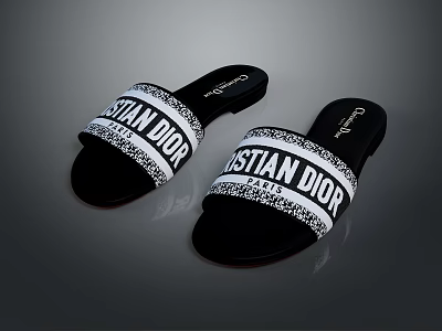 Plastic Slippers Flat Floor Slippers Leather Slippers Casual Slippers Sandals Beach Shoes Bubble Shoes 3d model