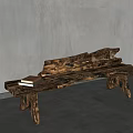 Rustic Wood Shoe Bench With Natural Grain Knots Book On Top Gray Wall Floor Background