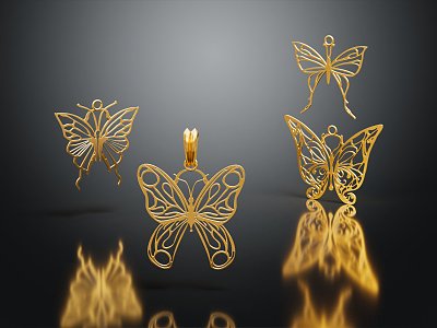 Light Luxury Jewelry Butterfly Jewelry Golden Butterfly 3d model