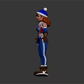 Red Haired Female Character In Blue Outfit Standing On Snowboard With Cute Sun Design