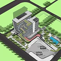 Modern Office Building Exterior Design With Glass Curtain Walls Greenery And Surrounding Trees
