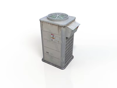 Industrial Outdoor Cooling Unit With Gray Metal Casing Top Fan Grille And Side Vents 3d model