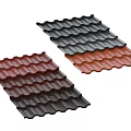 Red Brown Gray Roof Tiles With Wavy Design For Building Projects 3d model