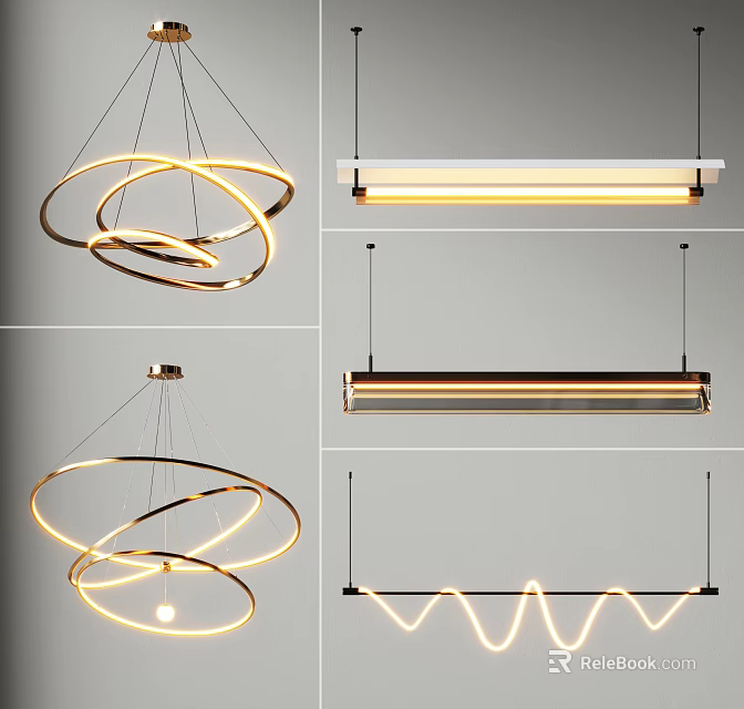 Modern Pendant Lights With Various Hanging Designs And Warm Illumination For Home 3d model 