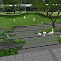 Serene Residential Landscape Featuring Lush Trees Green Lawn Pathway Seating Area And Modern Building Backdrop