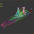 Vintage Naval Battleship As Water Transport With Multiple Turrets And Deck Structures