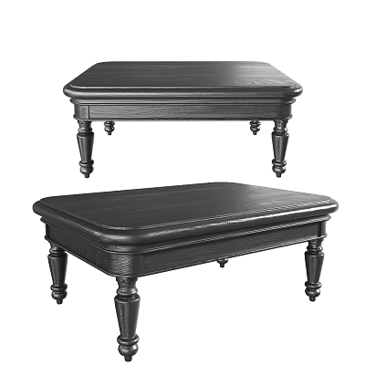 Classic Black Wooden Coffee Table with Carved Legs and Smooth Surface Design 3d model