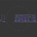 3D Model Ancient Courtyard With Purple Brick Walls Gray Stone Floors And Clay Pots