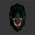 Realistic Dinosaur Head Model With Green Scaly Skin And Sharp Teeth 3d model