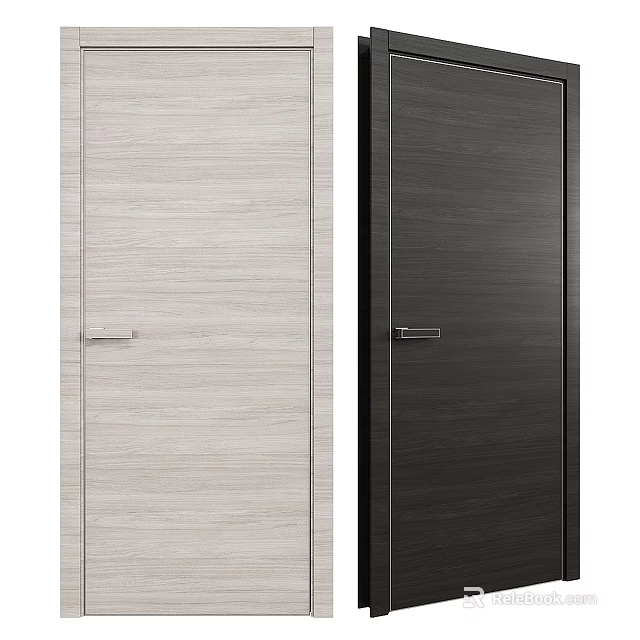 Modern Light And Dark Wooden Texture Hinged Doors For Home Interior Design 3d model 