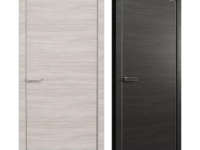 Modern Light And Dark Wooden Texture Hinged Doors For Home Interior Design 3d model