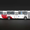 White and Red Bus Exterior with Multiple Windows Modern Body Design and Side Doors