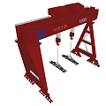 Industrial Gantry Crane Red Structure With Double Hook Lifting System