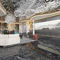 Elegant Hotel Lobby Interior With Marble Flooring Artistic Ceiling And Comfortable Seating Area